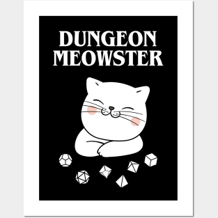 Dungeon Meowster Kitten with Polyhedral Dice Set Posters and Art